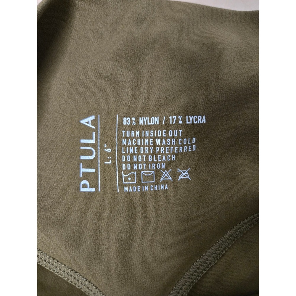 Ptula Womens Olive Green High Waisted 6 Inch Inseam Biker Shorts Size Large NWT - Picture 7 of 8